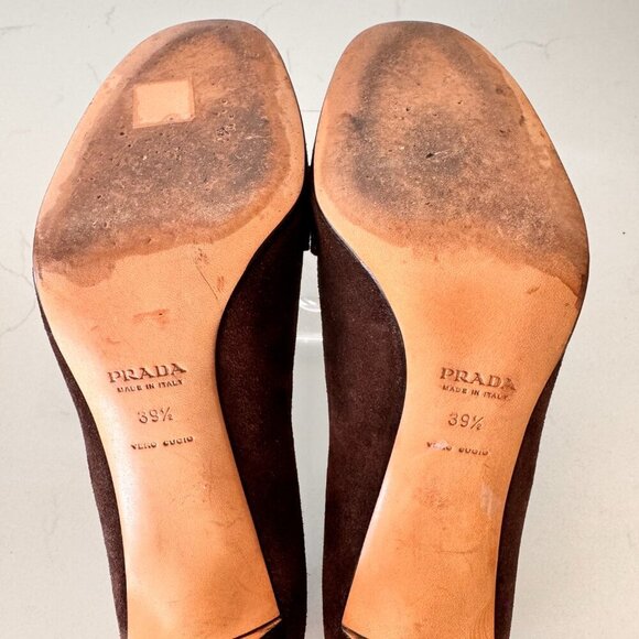 Vintage Prada Brown Suede Pumps - Picture 6 of 7